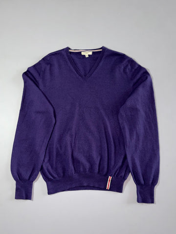 Burberry London | Purple Wool V-Neck Knit Sweater | (S)