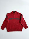 Vintage Adidas Red Striped Quarter-Zip Knit Sweater | Size (M)