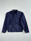 Vintage Polo Ralph Lauren Navy Cotton Harrington Jacket – Red Pony Logo – Leather Zip Pull (M/L)