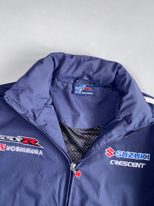 Suzuki GSX-R x Yoshimura Crescent Racing Team Jacket — Official Merchandise With Hidden Collar Cap (XL)