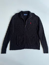 Polo Ralph Lauren Black Cable Knit Full Zip Sweater (XL)