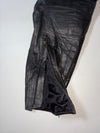 Vintage Polo Road Black Leather Motorcycle Pants – Ribbed Knee Panels, Biker Trousers  (W:34) (L:43)