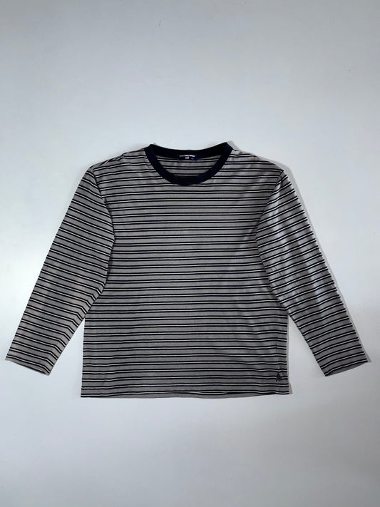 Unicorn Spirit Striped Long Sleeve T-Shirt Grey/Navy/White, Size (L)