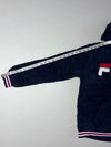 Vintage Fila Navy Blue Sherpa Fleece Logo Hoodie (S)