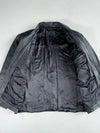 Vintage Black Leather Zip Jacket with Chest Zip Pockets, Made in India (2XL)