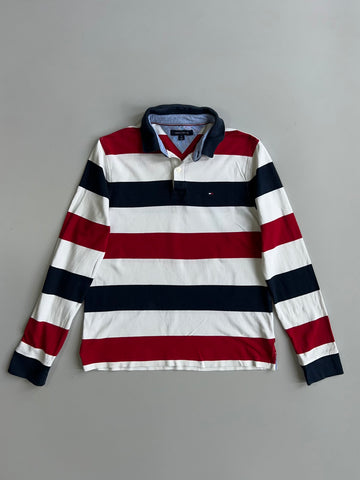 Tommy Hilfiger Bold Stripe Long Sleeve Rugby Polo T-Shirt (M)