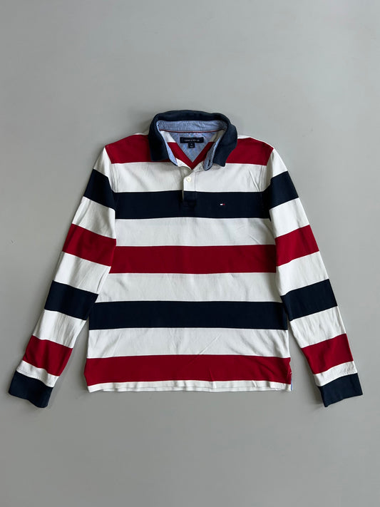 Tommy Hilfiger Bold Stripe Long Sleeve Rugby Polo T-Shirt (M)