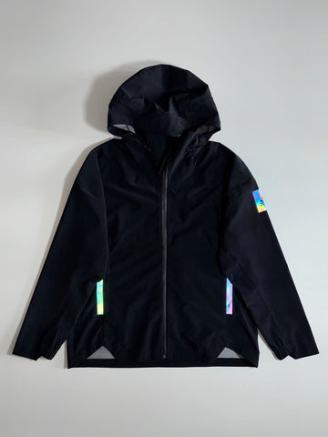 Adidas RAIN.RDY Reflective Hooded Jacket Black iridescent panels, waterproof (L)