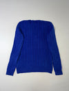 Lauren Ralph Lauren Royal Blue Cable Knit V-Neck Cotton Sweater Women’s (S)
