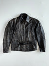 Vintage Hein Gericke Distressed Black Leather Belted Moto Jacket (M)