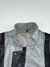 Vintage Silver & Black Leather  (Detechable Arms) Panel Bomber Jacket (S)