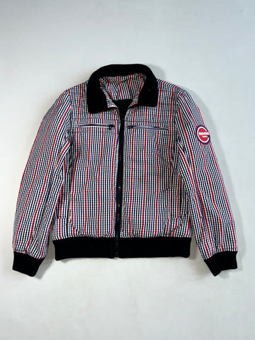Vintage Fairwhale Red Navy Gingham Check Bomber Jacket (M)