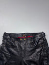 American Pro Black Leather Lace-Up Biker Pants (W:36) (L:45)
