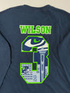 Seahawks Russell Wilson #3 Super Bowl XLVIII Long Sleeve Tee – Navy (L)