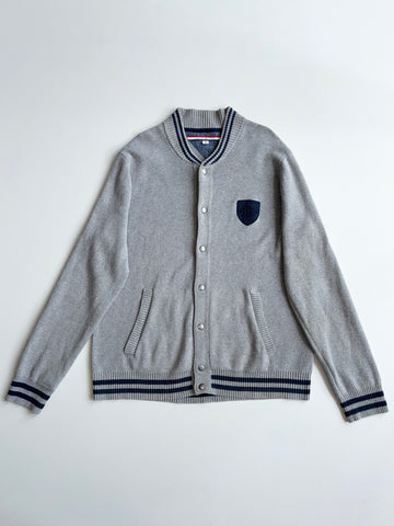 Tommy Hilfiger Grey Knit Varsity Bomber Cardigan – Size (L)
