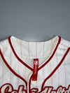 Ecko Unltd “All Crews Major” Pinstripe Baseball Jersey | Vintage Y2K Streetwear | White/Red (2XL)