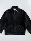Le Blues Vintage Black Genuine Suede Leather Harrington Jacket (L)