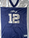 2000 Archives Sport "Native Silk" #12 Metallic Silver Football Jersey – Navy/Silver, (2XL)