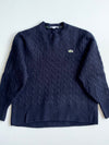 Lacoste Classic Fit Cable Knit Wool Sweater – Navy (S)