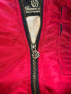 Y2K Banana Seven Red Hooded Bomber Jacket Embroidered (M/L)