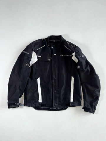 Ixon “Air Flow” Textile Motorcycle Jacket – Black/White Padded (2XL)