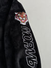 Black Velour Tiger & Spider Web Embroidered Hoodie(3Xl)