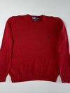 Polo Ralph Lauren Red Cotton Crewneck Sweater with Navy Pony Logo –(XL)