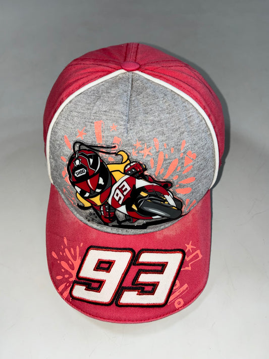 Marc Márquez #93 Official MotoGP Cap – Red & Grey, Cartoon Rider Graphic (Adjustable)