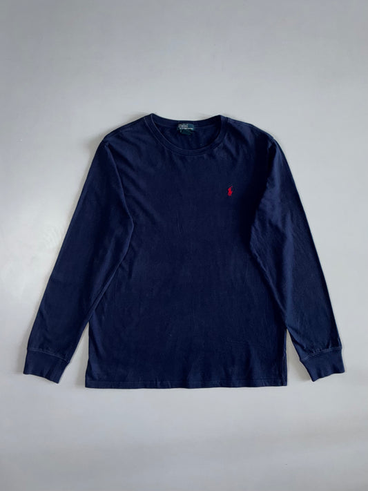 Polo Ralph Lauren Navy Blue Long Sleeve Tee | Red Pony Logo (M)