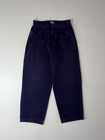 Polo Ralph Lauren Vintage 90s Navy Pleated Wide Chinos (W:28) (L:37)