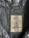 Vintage Black Leather Zip-Up Trucker Jacket(2XL)