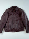 Vintage Burgundy Leather Bomber Jacket (M)
