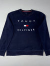 Tommy Hilfiger Big Logo Spellout Navy Crewneck Sweatshirt (L)