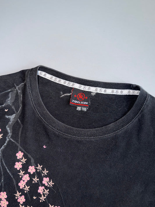 Japanese Koi Fish Sakura Red Sun Fully Embroidered Tshirt (2XL)
