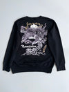 Japanese Dragon & Crane Graphic Black Crewneck Sweatshirt – (XL)