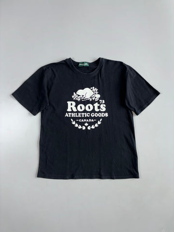 Roots Canada Athletic Goods 73 Beaver Graphic Black Tee (L)