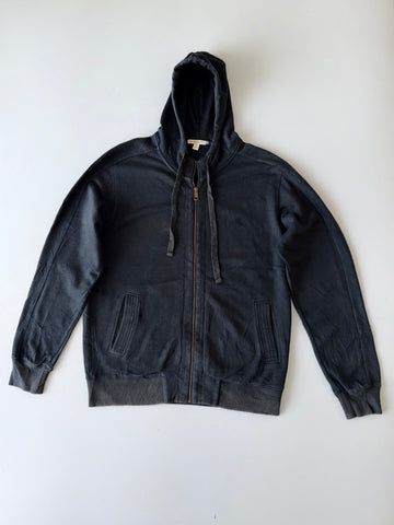 Burberry Original Premium Zip-Up Hoodie Washed Charcoal Navy (XL)