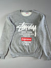 Stüssy x Supreme World Tour Grey Crewneck Sweatshirt (S)