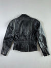 Vintage Belted Green-Lined Leather Biker Jacket (L)