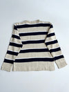 Vintage Chemise Lacoste Beige & Navy Striped Knit Sweater – Made in France (M)