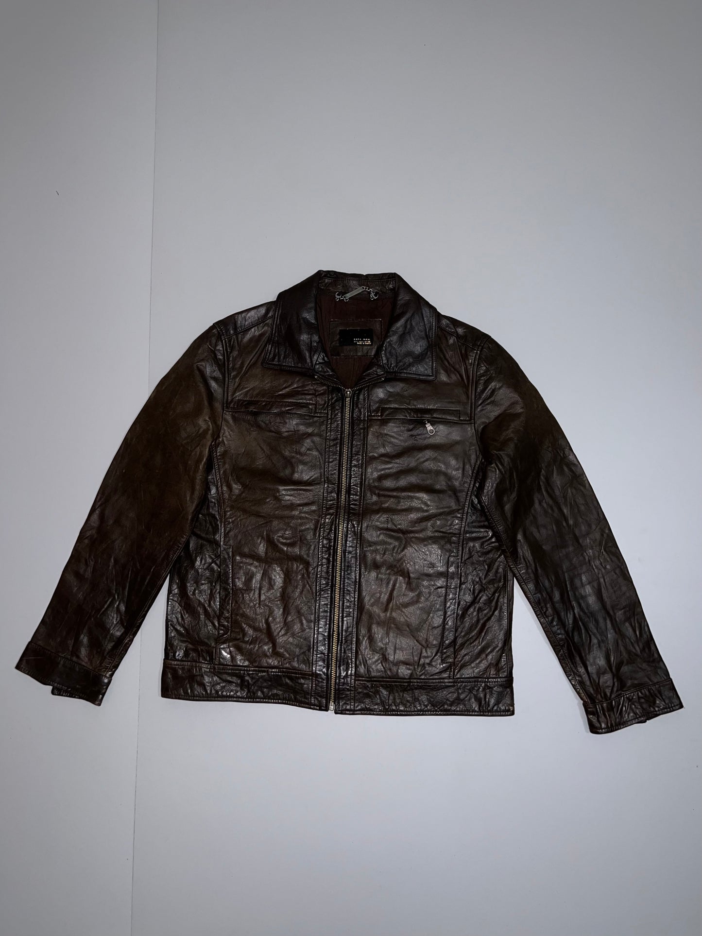 Z Zara Man Original Leather Jacket Ultra premium(L)