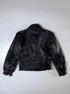 Vintage Black Moto Utility Leather Jacket with Harness Straps (S)