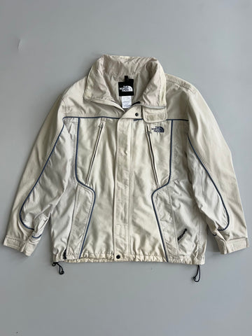 The North Face Cream Technical Shell Jacket with Navy Piping and Mesh Lining (XL)