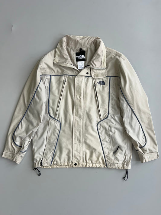 The North Face Cream Technical Shell Jacket with Navy Piping and Mesh Lining (XL)