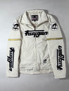 Furygan Racing Textile Jacket – Cream/Off-White with Black Logo Patches, (M)