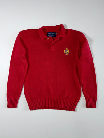 Vintage 90s Ralph Lauren Crest Knit Polo Sweater – (S)