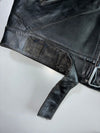 Panel-Stitched Black Leather Moto Jacket (M)
