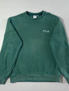 FILA Forest Green Crewneck Sweatshirt – Tonal Embroidered Logo (L)