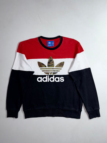 Adidas Originals Camo Trefoil Colorblock Crewneck Sweatshirt – Red/White/Black (L)