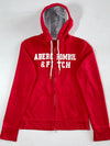 Vintage Abercrombie And Fitch Red Spellout Zip-Up Hoodie (XS)